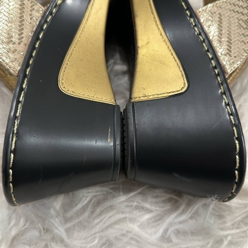 Alegria Dazzler Loti Gold Open Toe Wedge Sandal Slide Sz 38 - Picture 6 of 16